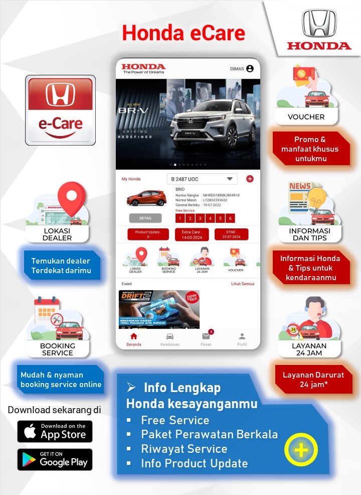 Honda Perkenalkan Aplikasi Multi Platform, Honda E-Care Versi Terbaru
